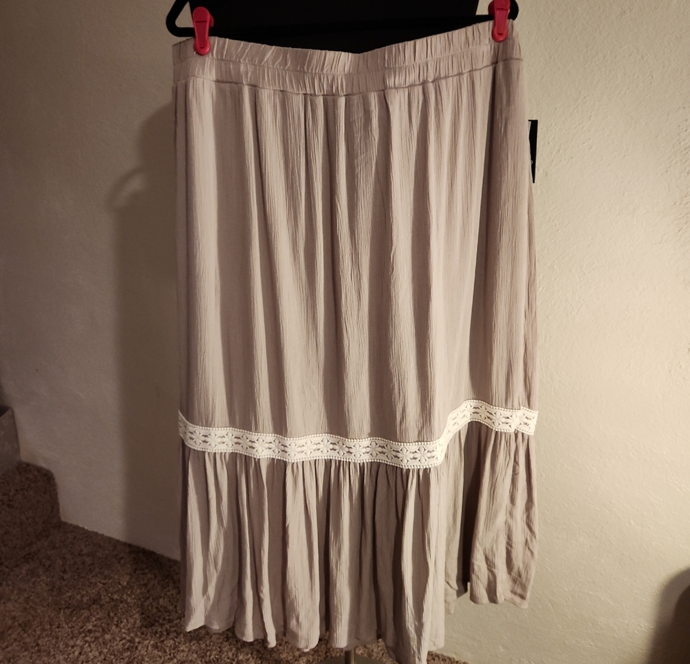 I.N. Studio Taupe Boho Skirt Women's Size 3X NWT